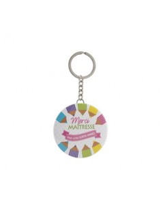 PORTE CLE ROND MIROIR MERCI MAITRESSE POUR CETTE SUPER ANNEE
