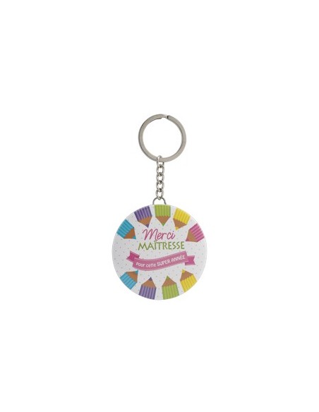 PORTE CLE ROND MIROIR MERCI MAITRESSE POUR CETTE SUPER ANNEE