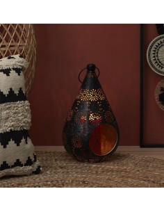 LANTERNE NOIR OR 19 X 33 X 17.5 .