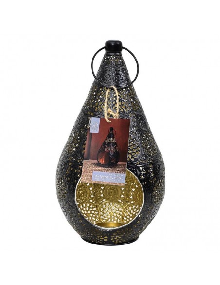 LANTERNE NOIR OR 19 X 33 X 17.5 .