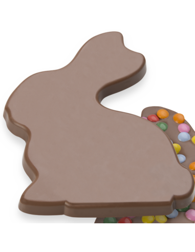 TABLETTE CHOCOLAT LAIT FORME LAPIN 100G .