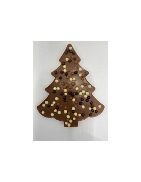TABLETTE SAPIN DE NOEL CHOCOLAT LAIT CEREALES ENROBEES 14CM x 12CM x 1CM 90G